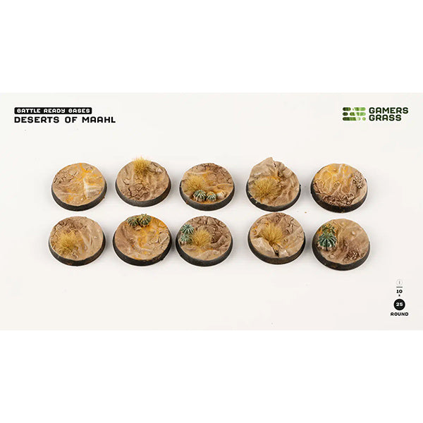 Battle Ready Bases: Deserts of Maahl- Round 25mm (x10)