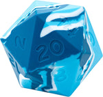 Random Encounter: Battle Ball - Two Blues and Bandage White Swirls (58mm Silicone D20)