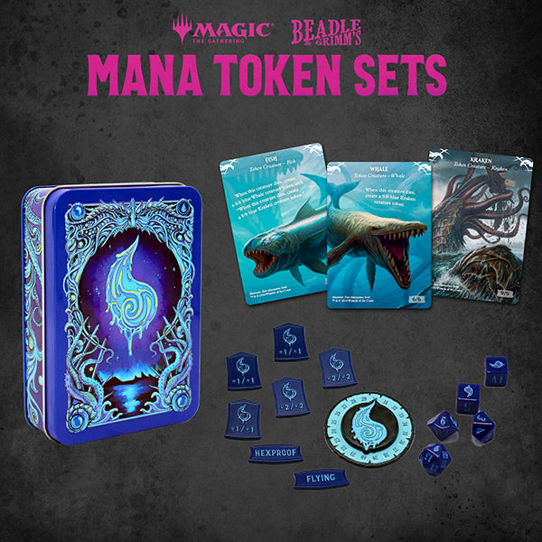 Magic the Gathering Token Set: Blue Mana Metal Token Set