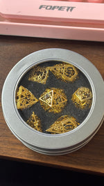 Hollow Gold 7 Dice with Silver Numbers