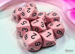 Opaque Pastel Pink/black Set of Ten d10s