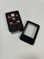 Sorensen's Red on Silver Dragon-Scale Metal Dice Set