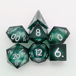 Mystery Dice Goblin Shimmer Green & Silver Liquid Core Dice Set