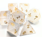 White Quartz Gemstone 7 Die Set with Gold Numbers
