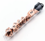 Shiny Copper Mini 7 Die Set with Black Numbers