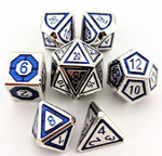 Silver Block Metal 7 Die Set with Blue Numbers