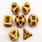 Bone Ancient 7 Die Set with Black Numbers