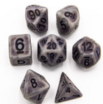 Silver Ancient 7 Die Set with Black Numbers