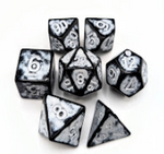 White Ancient V2 7 Die Set with White Numbers