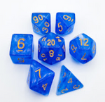 Blue Cloudy 7 Die Set with Gold Numbers