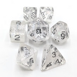 Snowflake White Filled 7 Die Set with White Numbers