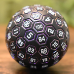 The Orb D100 - Purple, White, and Black Metal Die