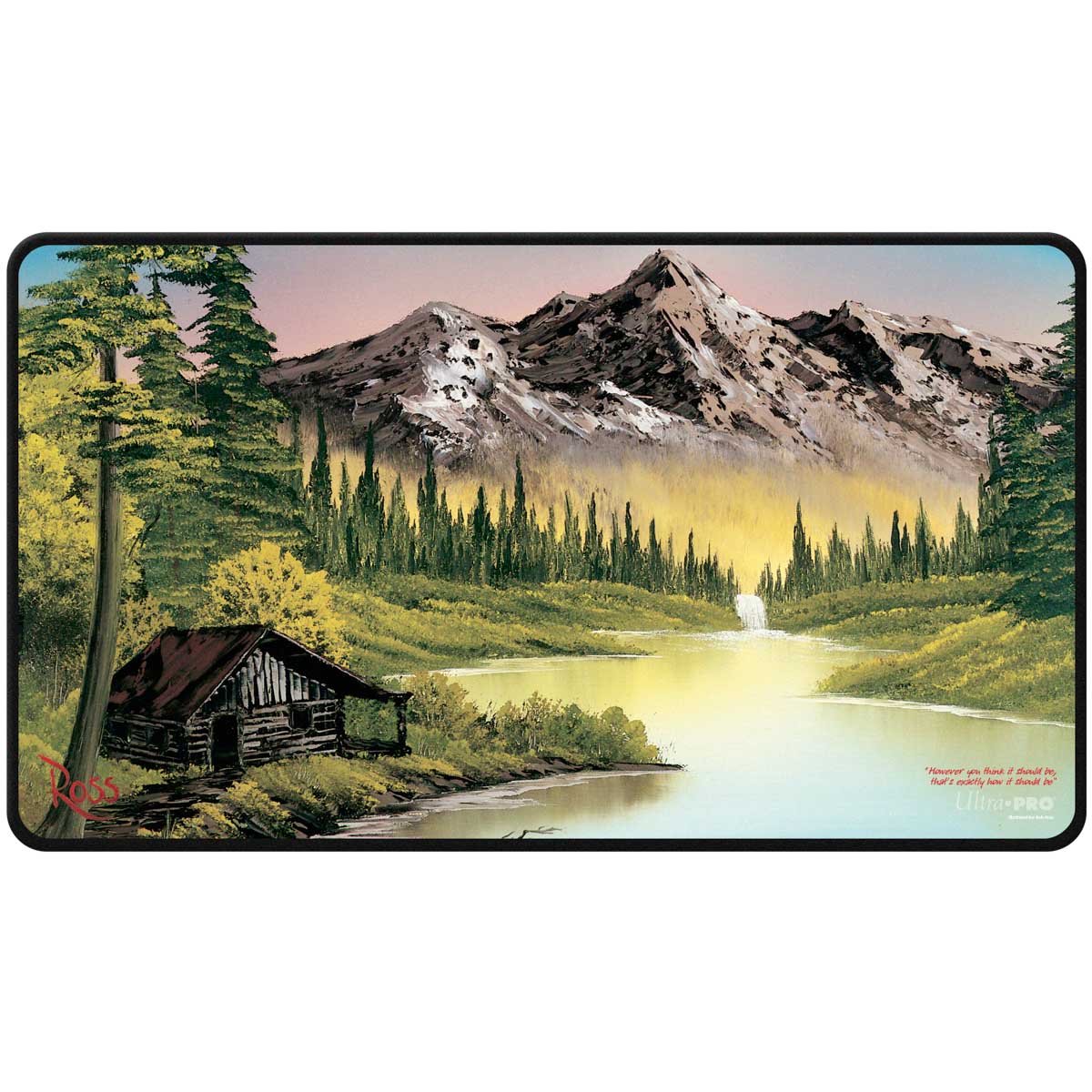 Bob Ross: Mountain Retreat Black Stitched Playmat