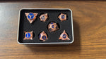 Dark Blue Shadow 7 Spikey Metal Dice with Copper Numbers