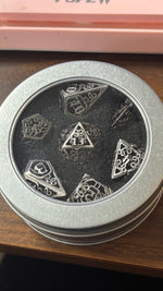 Hollow Silver 7 Dice with Silver Numbers