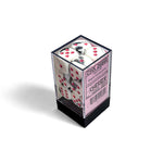 Gemini: 16mm d6 Black-White/pink Dice Block (12 dice)