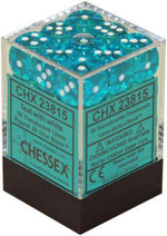 Chessex Translucent 36D6 Teal/White 12mm Dice