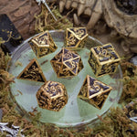 Mystery Dice Goblin Skeleton Black and Gold Metal Core Dice Set