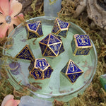 Mystery Dice Goblin Swords Blue and Gold Metal Core Dice Set