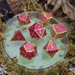 Mystery Dice Goblin Swords Red and Gold Metal Core Dice Set