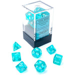 Translucent: Mini-Polyhedral Teal/white 7-Die Set