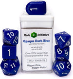 Role 4 Initiative R4I Dice w/ Arch'd4: Opaque - Dark Blue w/ White (7)