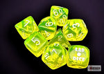 7-Die Set Translucent: Neon Yellow/White