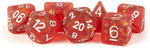 Icy Opal Resin: 16mm Dice Poly Set Red/Silver Numbers (7)