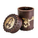 Dice Cup: Flying Dragon Brown/Golden Leather