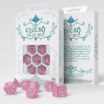 Elvish Shimmering Pink and White Dice Set