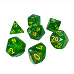 Dice Menagerie 10: Poly Borealis Maple Green/Yellow (7)