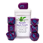 7ct Dice Set with Arch'D4: Opaque Dark Purple with Light Blue Numerals