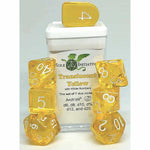 7ct Dice Set with Arch'D4: Translucent Yellow with White Numerals