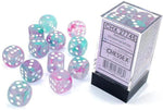 Nebula: 16mm d6 Wisteria/white Luminary Dice Block (12 dice)