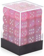Borealis: 12mm d6 Pink/silver Luminary Dice Block (36 dice)