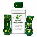 7ct Dice Set with Arch'D4: Opaque Dark Green with Gold Numerals