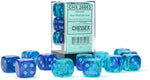 Gemini: 16mm d6 Blue-Blue/light blue Luminary Dice Block (12 dice)