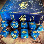 Elder Dice: Eye of Chaos Polyhedral Set: Nebula - Lapis Lazuli and Gold
