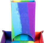 Fold Up Velvet Dice Tower: Watercolor Rainbow
