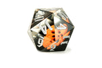 Hand Crafted 55mm Sharp Edge d20: Orange Skull
