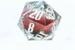 D20 Snowglobe Large: Silver Ink w/ Red & Green Glitter & Silver Snowflakes