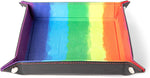 Velvet Folding Dice Tray with Leather Backing: 10` x 10` Watercolor Rainbow