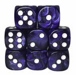 8ct Dice Set: 18mm D6: Marble Purple with White