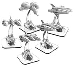 Monsterpocalypse: Zerkalo Bloc LTA Fighters (4) and LTA Gunship (1) Unit (Resin and White Metal)