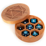 Premium Wood Round Dice Case: Cherry