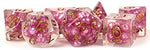 Pearl Resin 16mm Poly Dice Set : Pink /Copper Numbers (7)