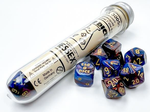 Lab Dice 6 Lustrous: Poly Azurite/gold 7-Die Set (with bonus die)