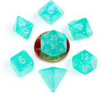 10mm Mini Stardust Acrylic Poly Dice Set: Turquoise (7)