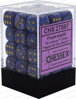 Lustrous: 12mm D6 Purple/Gold/Black (36)