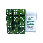 18mm D6 Pips: Emerald Dragon Shimmer 12ct Dice Set